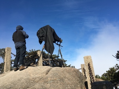 old fashioned folding camera on Huangshan